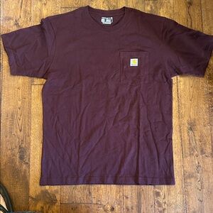 Carhartt Men's Loose Fit Pocket Crewneck T-Shirt in Deep Burgundy